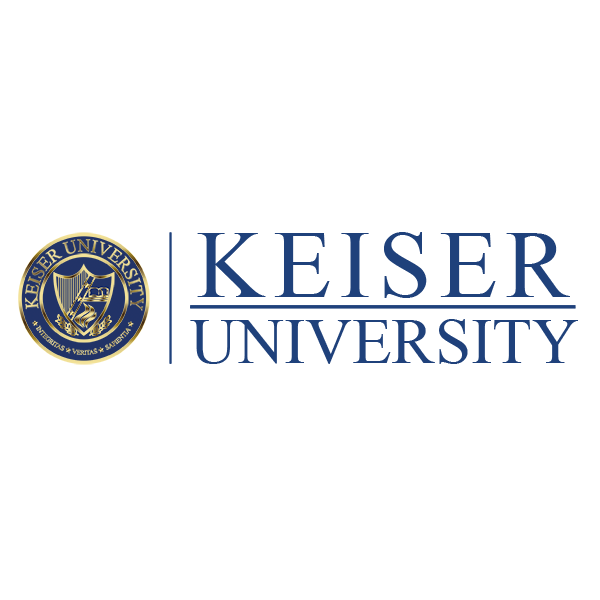 KEISER SEAL to the left of Keiser stacked over University COLOR